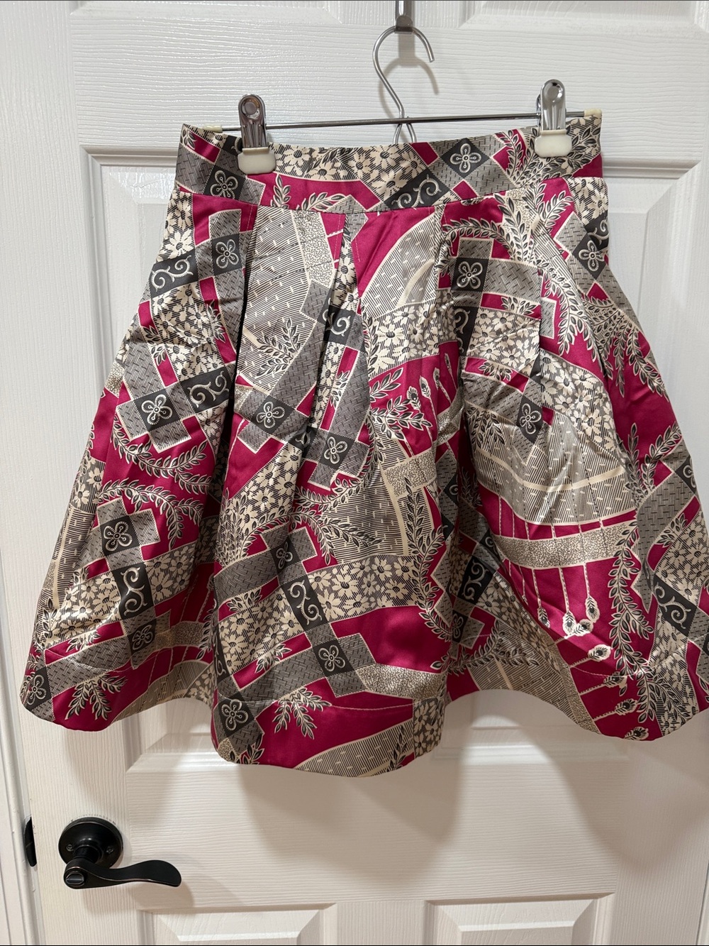 NWT Vintage Zac Posen Fushcia and Gray Graphic Circle Skirt Sz 8
